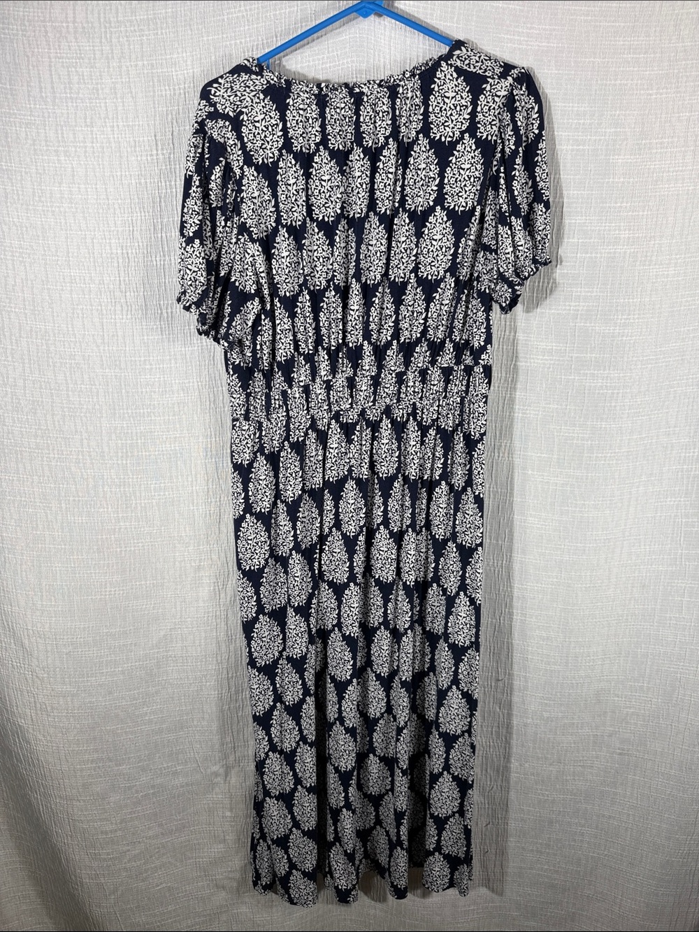 BODEN Rosanna Jersey Midi Tea Dress Sz 10 Blue French Navy Floret Paisley - Picture 4 of 9
